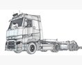 Semi Truck With Platform Trailer 3Dモデル