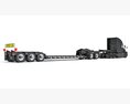 Sleeper Cab Semi Truck With Lowboy Trailer Modelo 3d vista lateral