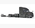 Sleeper Cab Semi Truck With Lowboy Trailer 3D 모델  top view