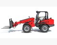 Telescopic Handler With Wheel Forklift 3D 모델  back view