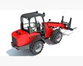 Telescopic Handler With Wheel Forklift 3Dモデル side view