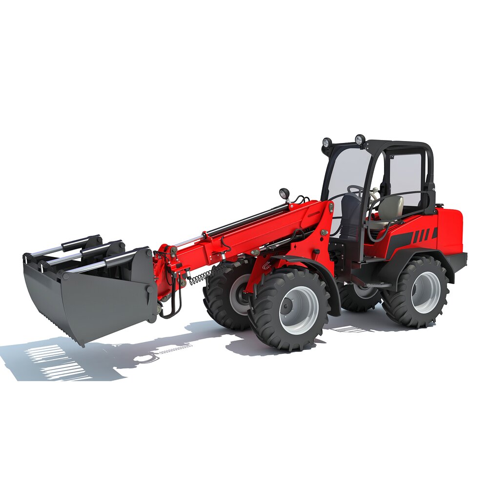Telescopic Loader With Forklift Bucket 3D 모델 