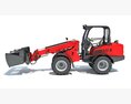 Telescopic Loader With Forklift Bucket 3Dモデル 後ろ姿