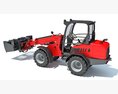 Telescopic Loader With Forklift Bucket 3D模型 wire render