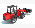 Telescopic Loader With Forklift Bucket 3Dモデル side view
