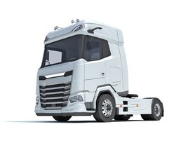 White Semi-Truck Cab 3D模型