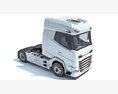 White Semi-Truck Cab 3D 모델  top view