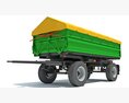 Covered Green Farm Trailer 3d model back view