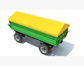 Covered Green Farm Trailer 3d model side view