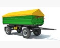 Covered Green Farm Trailer 3d model top view