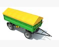 Covered Green Farm Trailer 3Dモデル front view