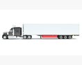 Gray Semi-Truck With White Reefer Trailer 3D模型 后视图