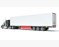 Gray Semi-Truck With White Reefer Trailer 3D 모델  wire render