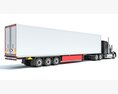 Gray Semi-Truck With White Reefer Trailer 3d model side view