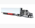 Gray Semi-Truck With White Reefer Trailer 3Dモデル