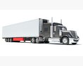 Gray Semi-Truck With White Reefer Trailer 3D-Modell Draufsicht