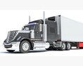 Gray Semi-Truck With White Reefer Trailer Modelo 3D