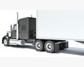 Gray Semi-Truck With White Reefer Trailer Modello 3D dashboard