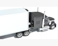 Gray Semi-Truck With White Reefer Trailer 3d model seats