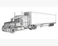 Gray Semi-Truck With White Reefer Trailer 3d model