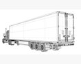 Gray Semi-Truck With White Reefer Trailer 3D 모델 
