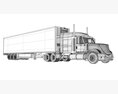 Gray Semi-Truck With White Reefer Trailer 3D 모델 