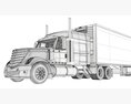 Gray Semi-Truck With White Reefer Trailer 3D модель