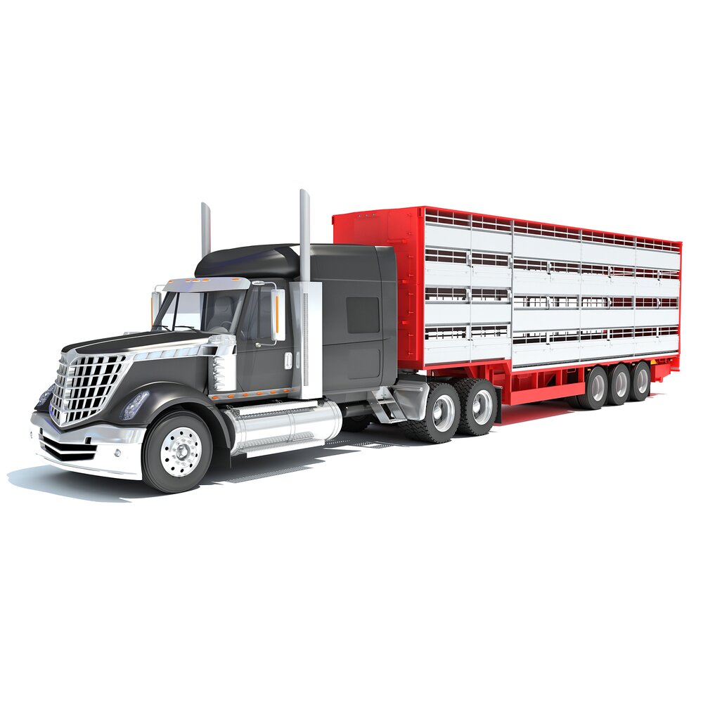 Heavy-Duty Animal Transporter Truck 3D模型