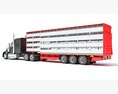 Heavy-Duty Animal Transporter Truck 3D模型 wire render