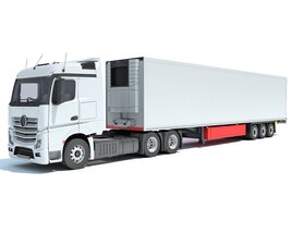 Modern Semi-Truck With Reefer Trailer 3D模型