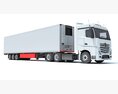 Modern Semi-Truck With Reefer Trailer 3D模型 顶视图