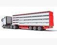 Modern White Animal Transporter Semi-Truck Modelo 3D wire render