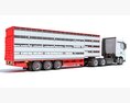 Modern White Animal Transporter Semi-Truck Modelo 3D vista lateral