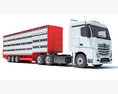Modern White Animal Transporter Semi-Truck Modelo 3D vista superior
