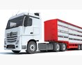 Modern White Animal Transporter Semi-Truck 3D 모델 