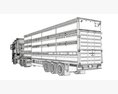 Modern White Animal Transporter Semi-Truck Modelo 3D