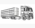 Modern White Animal Transporter Semi-Truck 3D модель