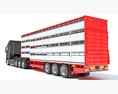 Truck With Cattle Animal Transporter Trailer 3D-Modell