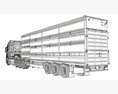 Truck With Cattle Animal Transporter Trailer 3d model