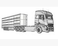 Truck With Cattle Animal Transporter Trailer Modelo 3D