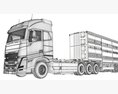Truck With Cattle Animal Transporter Trailer 3Dモデル