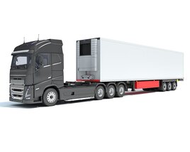 Truck With Refrigerated Cargo Trailer 3D模型