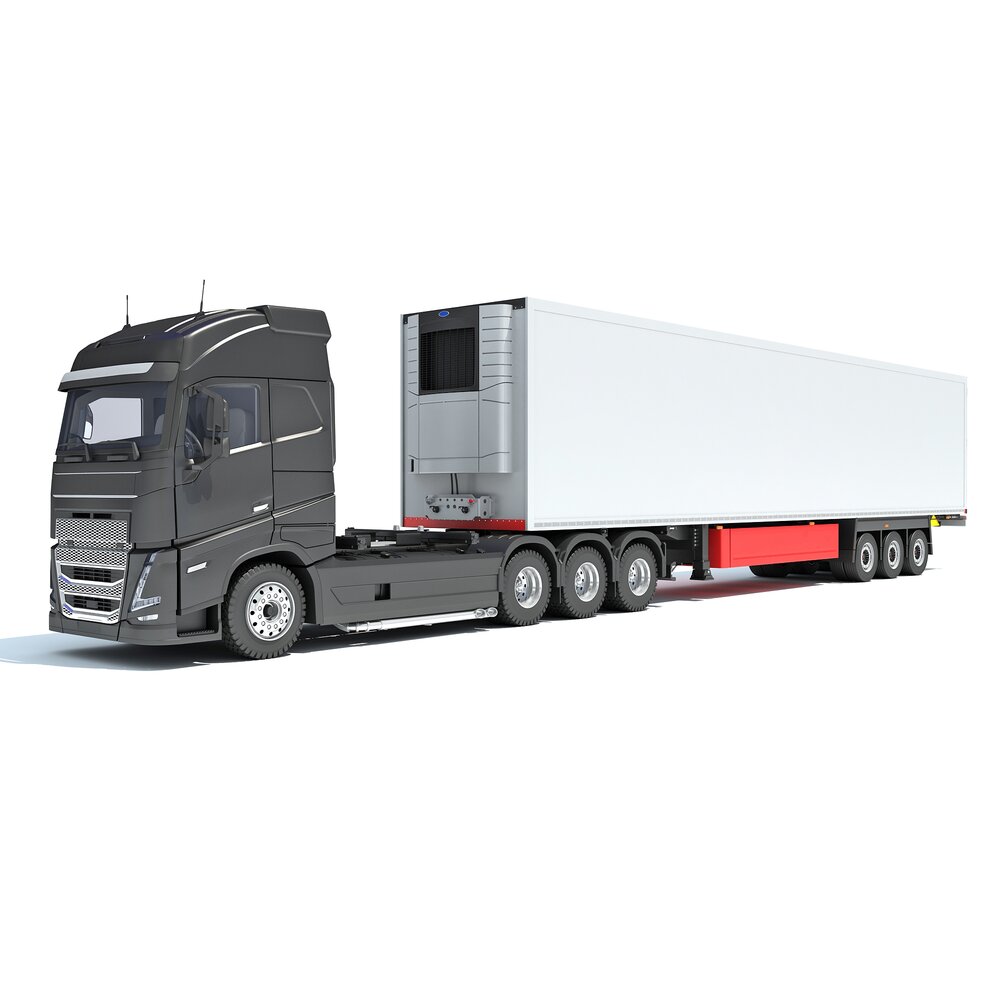 Truck With Refrigerated Cargo Trailer 3D-Modell