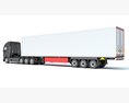 Truck With Refrigerated Cargo Trailer 3Dモデル wire render