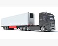 Truck With Refrigerated Cargo Trailer Modèle 3d vue du dessus