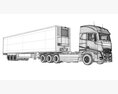 Truck With Refrigerated Cargo Trailer 3D модель