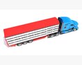 Blue Heavy-Duty Truck With Animal Transport Trailer 3Dモデル