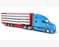 Blue Heavy-Duty Truck With Animal Transport Trailer Modello 3D