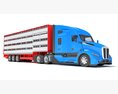 Blue Heavy-Duty Truck With Animal Transport Trailer Modelo 3D vista superior