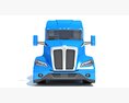 Blue Heavy-Duty Truck With Animal Transport Trailer Modello 3D vista frontale